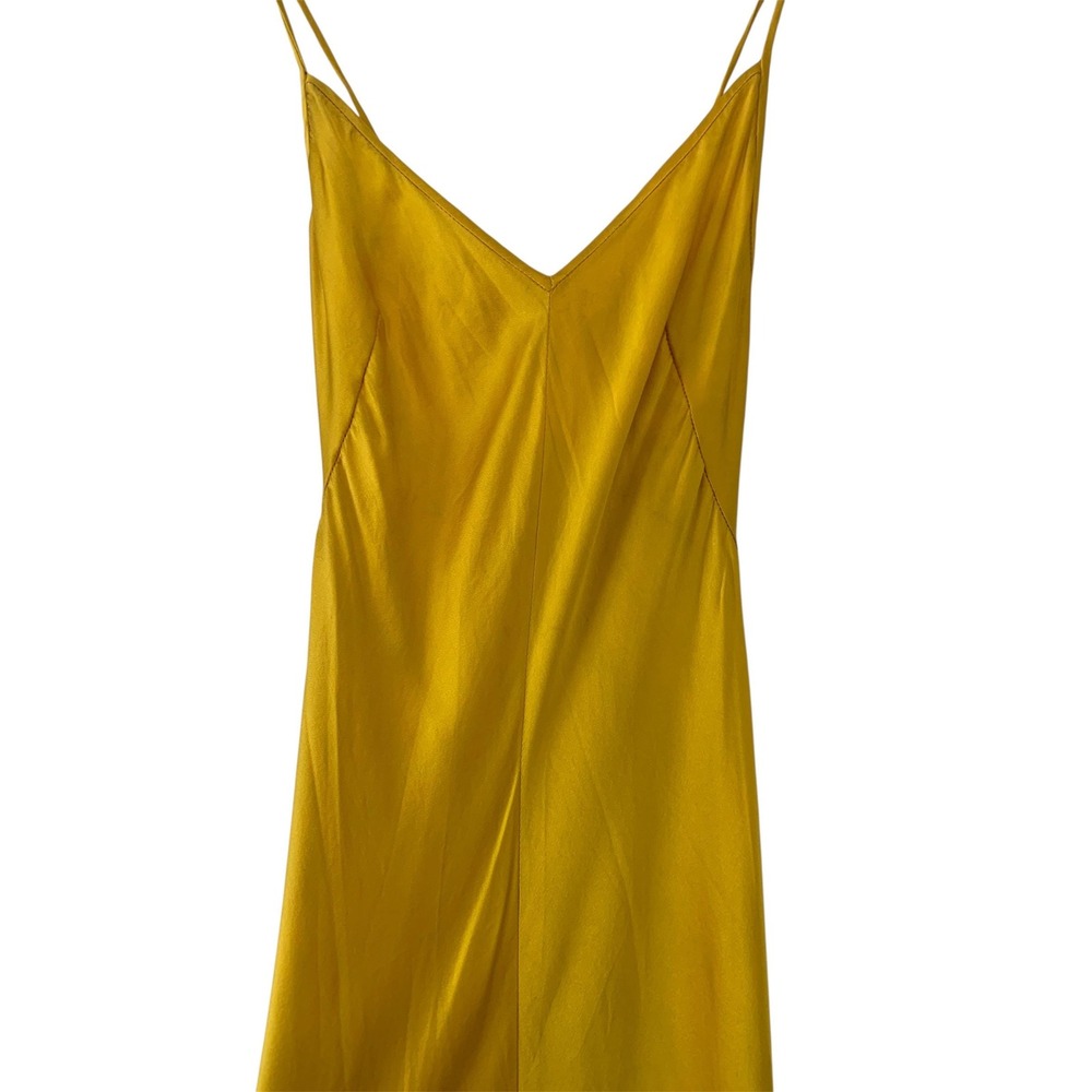Plein Sud Sun Silk Slip Dress Womens 6 Yellow Excellent 90s Y2K Maxi Gown French - Picture 8 of 10